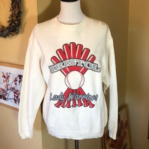 VINTAGE ‘98 Bristol Lady Warriors Size MEDIUM Softball Sweatshirt Womens Sports